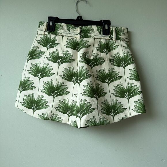 ZARA PRINTED‎ SHORTS GREEN CREAM TROPICAL Small - Picture 3 of 4